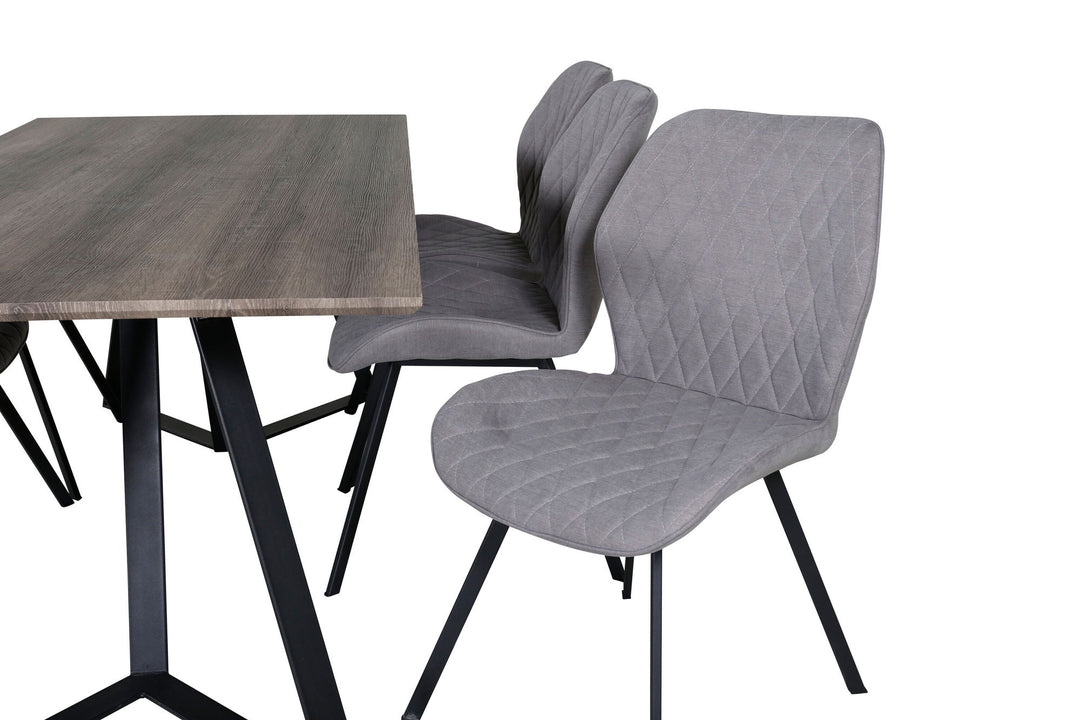 Venture Home Marina Dining Table - 180*90*H75 - Grey / Black+Gemma Dining Chair - Black Legs - Grey Fabric_6