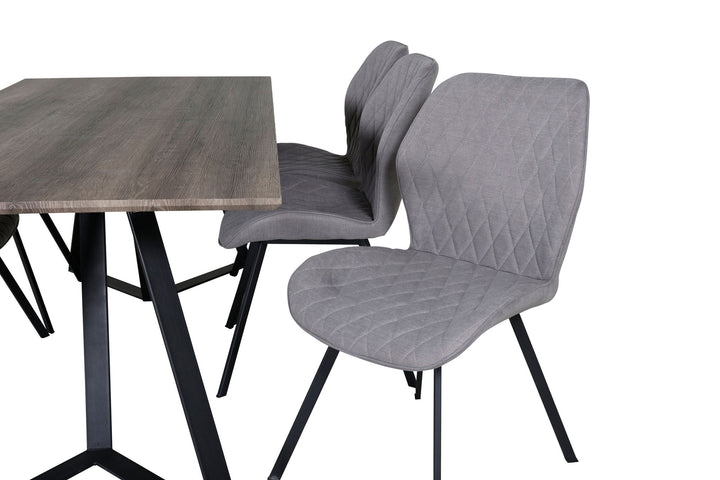 Venture Home Marina Dining Table - 180*90*H75 - Grey / Black+Gemma Dining Chair - Black Legs - Grey Fabric_6