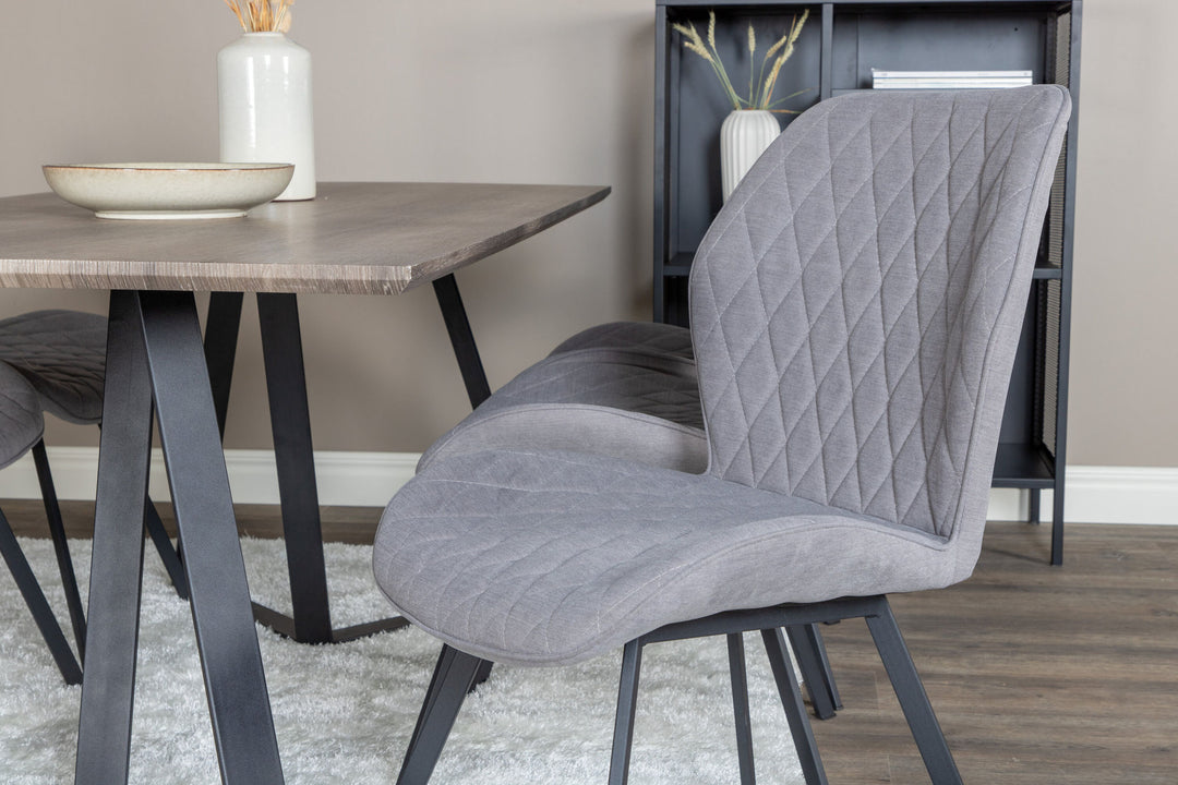 Venture Home Marina Dining Table - 180*90*H75 - Grey / Black+Gemma Dining Chair - Black Legs - Grey Fabric_6