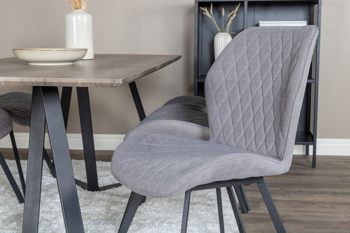 Venture Home Marina Dining Table - 180*90*H75 - Grey / Black+Gemma Dining Chair - Black Legs - Grey Fabric_6