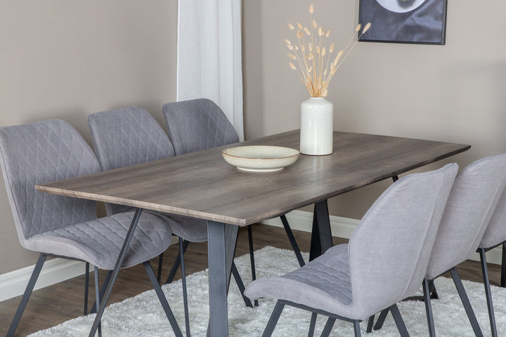 Venture Home Marina Dining Table - 180*90*H75 - Grey / Black+Gemma Dining Chair - Black Legs - Grey Fabric_6