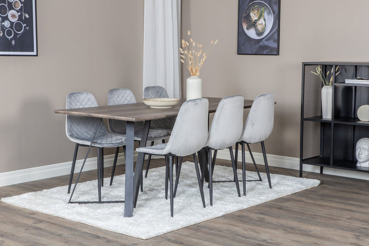 Venture Home Marina Dining Table - 180*90*H75 - Grey / Black+Polar Diamond Dining Chair - Black Legs - Grey Velvet_6
