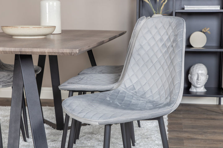 Venture Home Marina Dining Table - 180*90*H75 - Grey / Black+Polar Diamond Dining Chair - Black Legs - Grey Velvet_6