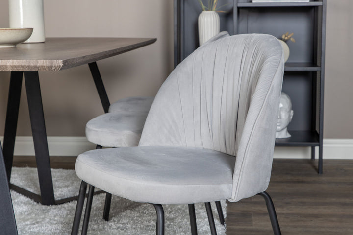 Venture Home Marina Dining Table - 180*90*H75 - Grey / Black+Wrinkles Dining Chair - Black Legs - Grey Velvet_6