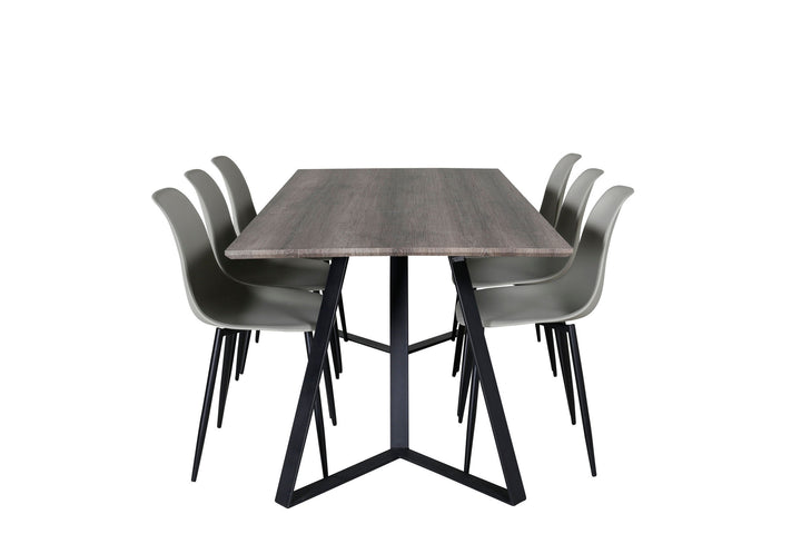 Venture Home Marina Dining Table - 180*90*H75 - Grey / Black+Polar Plastic Dining Chair - Black Legs / Grey Plastic_6
