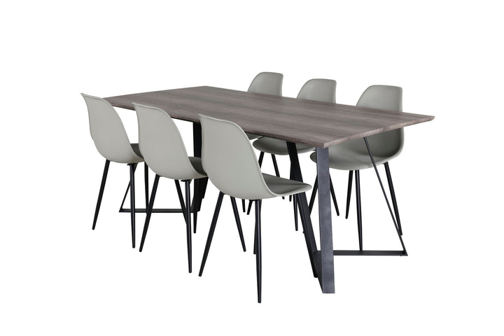 Venture Home Marina Dining Table - 180*90*H75 - Grey / Black+Polar Plastic Dining Chair - Black Legs / Grey Plastic_6