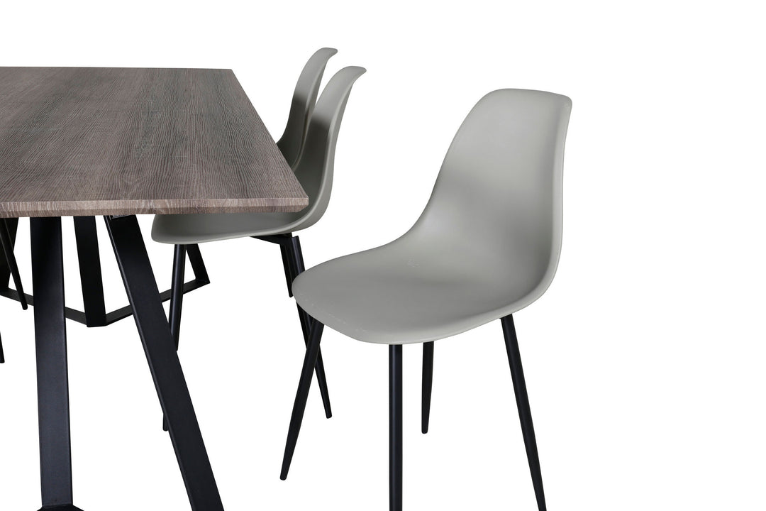 Venture Home Marina Dining Table - 180*90*H75 - Grey / Black+Polar Plastic Dining Chair - Black Legs / Grey Plastic_6