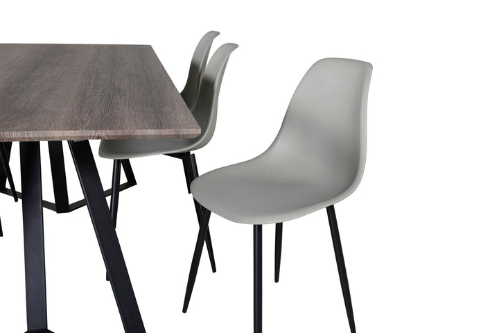 Venture Home Marina Dining Table - 180*90*H75 - Grey / Black+Polar Plastic Dining Chair - Black Legs / Grey Plastic_6