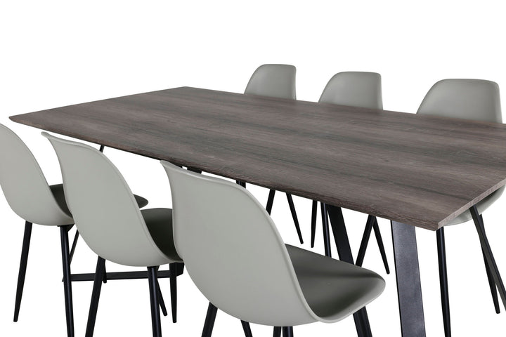 Venture Home Marina Dining Table - 180*90*H75 - Grey / Black+Polar Plastic Dining Chair - Black Legs / Grey Plastic_6