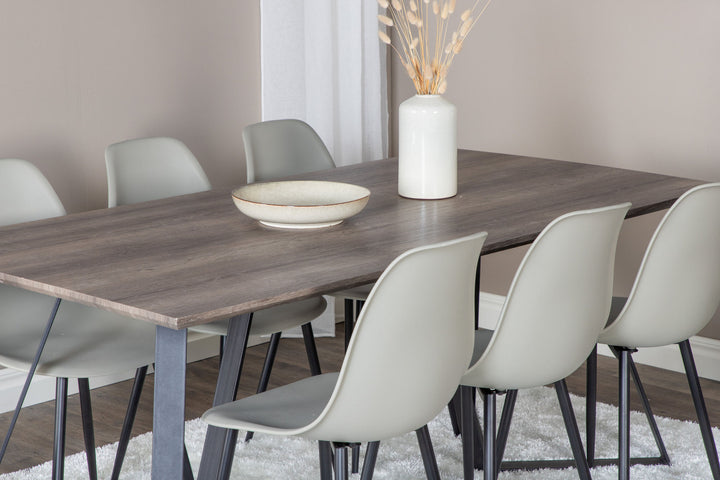 Venture Home Marina Dining Table - 180*90*H75 - Grey / Black+Polar Plastic Dining Chair - Black Legs / Grey Plastic_6