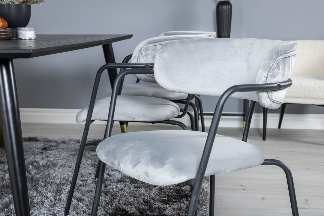 Venture Home Dipp Dining Table - 180*90cm - Black / Black Brass+Arrow armchair - Black Legs - Grey Velvet_6