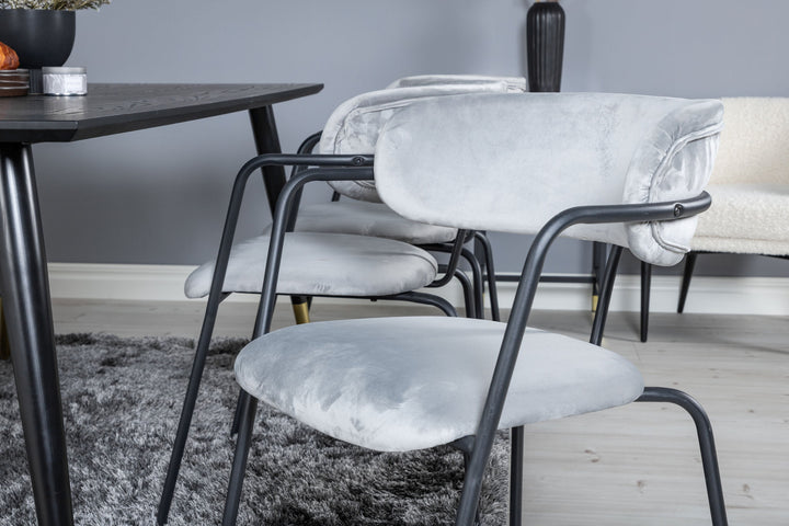 Venture Home Dipp Dining Table - 180*90cm - Black / Black Brass+Arrow armchair - Black Legs - Grey Velvet_6