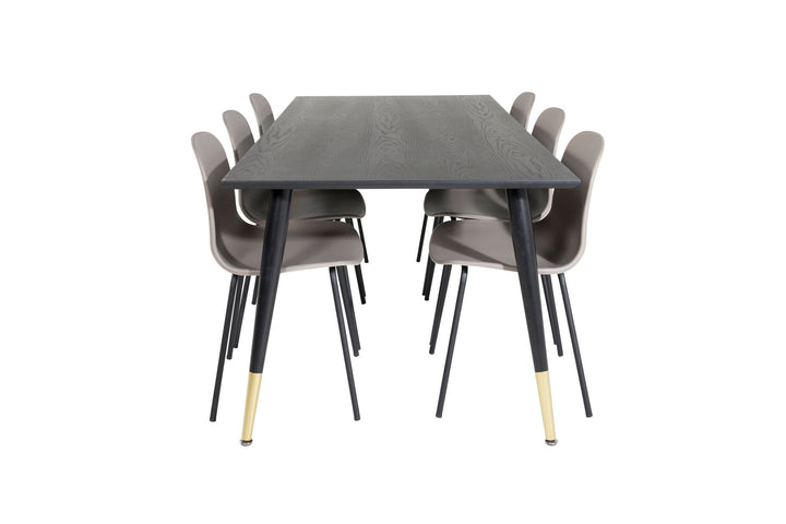 Venture Home Dipp Dining Table - 180*90cm - Black / Black Brass+Arctic Dining Chair - Black Legs - Khaki Plastic_6