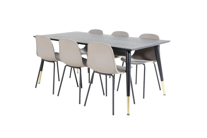 Venture Home Dipp Dining Table - 180*90cm - Black / Black Brass+Arctic Dining Chair - Black Legs - Khaki Plastic_6