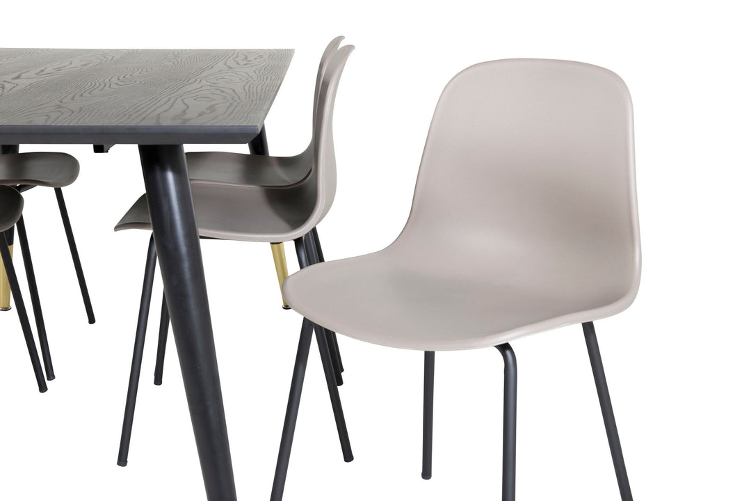 Venture Home Dipp Dining Table - 180*90cm - Black / Black Brass+Arctic Dining Chair - Black Legs - Khaki Plastic_6