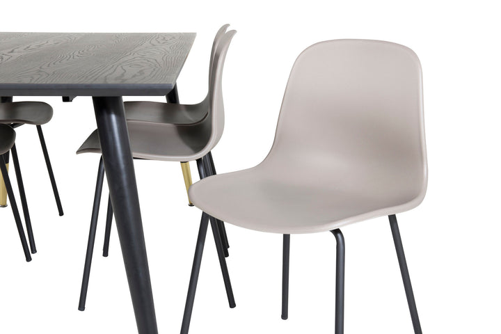 Venture Home Dipp Dining Table - 180*90cm - Black / Black Brass+Arctic Dining Chair - Black Legs - Khaki Plastic_6