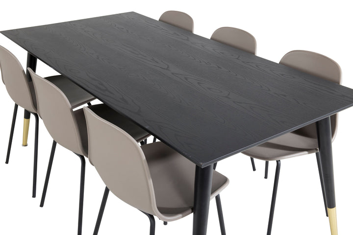 Venture Home Dipp Dining Table - 180*90cm - Black / Black Brass+Arctic Dining Chair - Black Legs - Khaki Plastic_6