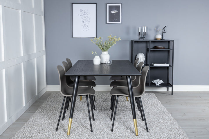 Venture Home Dipp Dining Table - 180*90cm - Black / Black Brass+Arctic Dining Chair - Black Legs - Khaki Plastic_6
