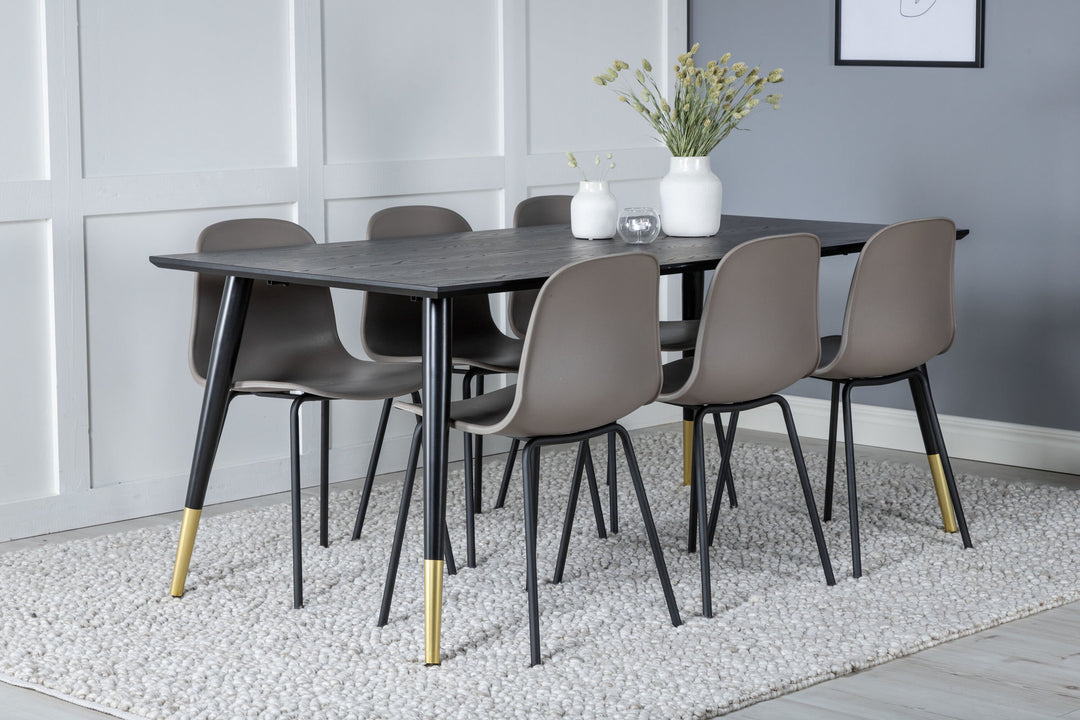 Venture Home Dipp Dining Table - 180*90cm - Black / Black Brass+Arctic Dining Chair - Black Legs - Khaki Plastic_6
