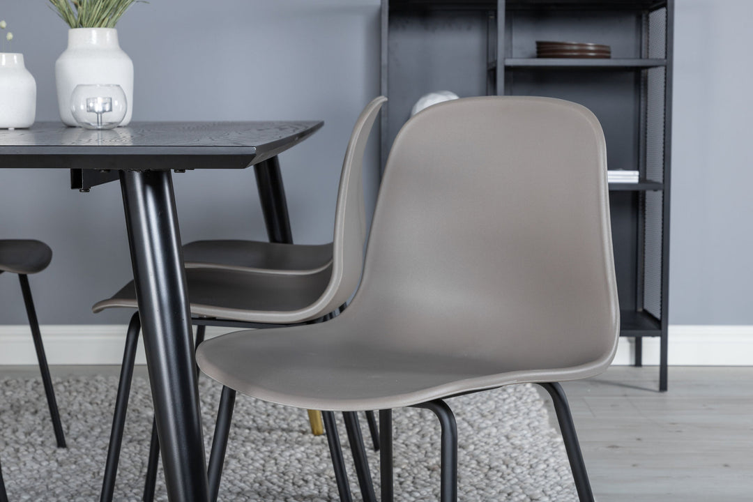 Venture Home Dipp Dining Table - 180*90cm - Black / Black Brass+Arctic Dining Chair - Black Legs - Khaki Plastic_6