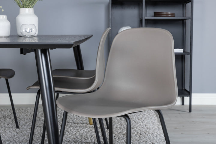 Venture Home Dipp Dining Table - 180*90cm - Black / Black Brass+Arctic Dining Chair - Black Legs - Khaki Plastic_6