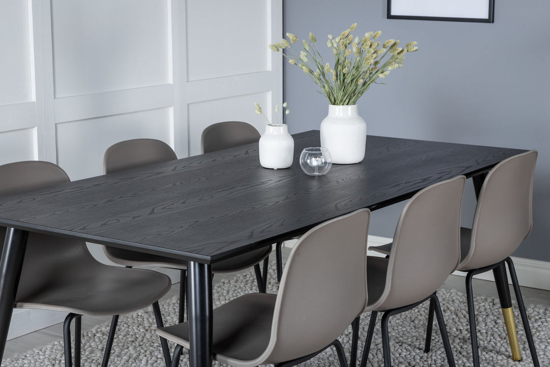Venture Home Dipp Dining Table - 180*90cm - Black / Black Brass+Arctic Dining Chair - Black Legs - Khaki Plastic_6