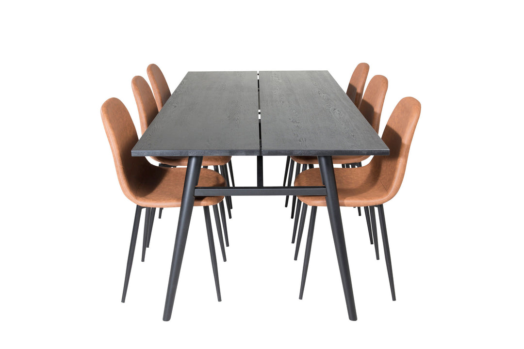 Venture Home Sleek Extentiontable Black Brushed - 195*95+Polar Dining Chair - Brown / Black _6