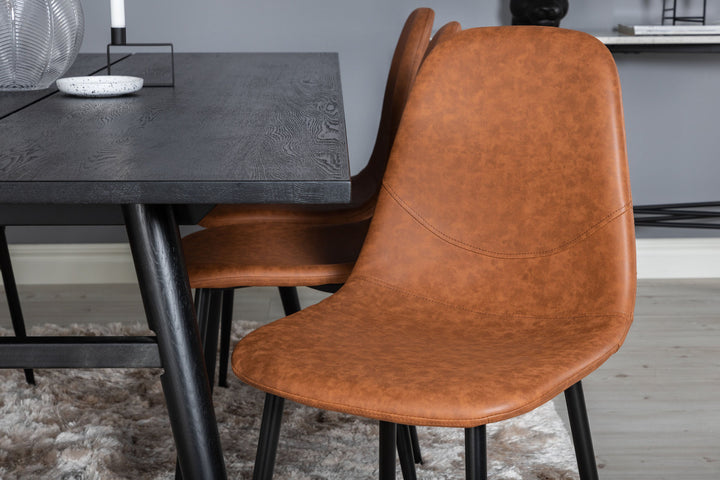 Venture Home Sleek Extentiontable Black Brushed - 195*95+Polar Dining Chair - Brown / Black _6