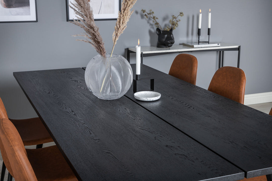 Venture Home Sleek Extentiontable Black Brushed - 195*95+Polar Dining Chair - Brown / Black _6