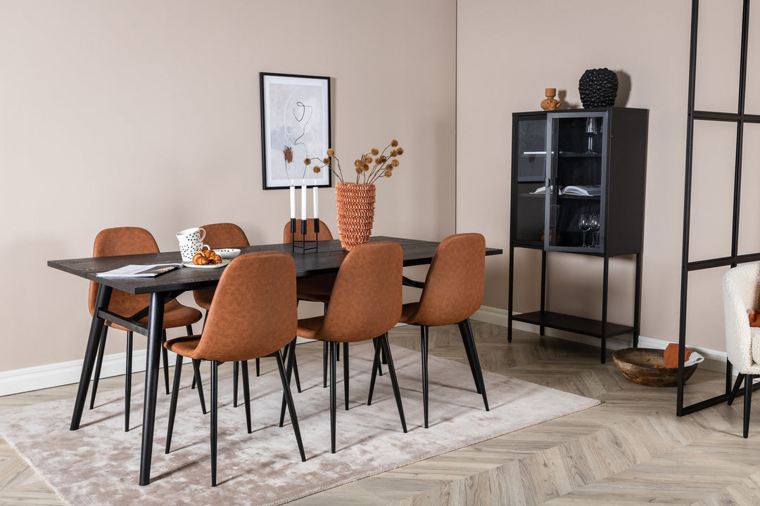 Venture Home Sleek Extentiontable Black Brushed - 195*95+Polar Dining Chair - Brown / Black _6