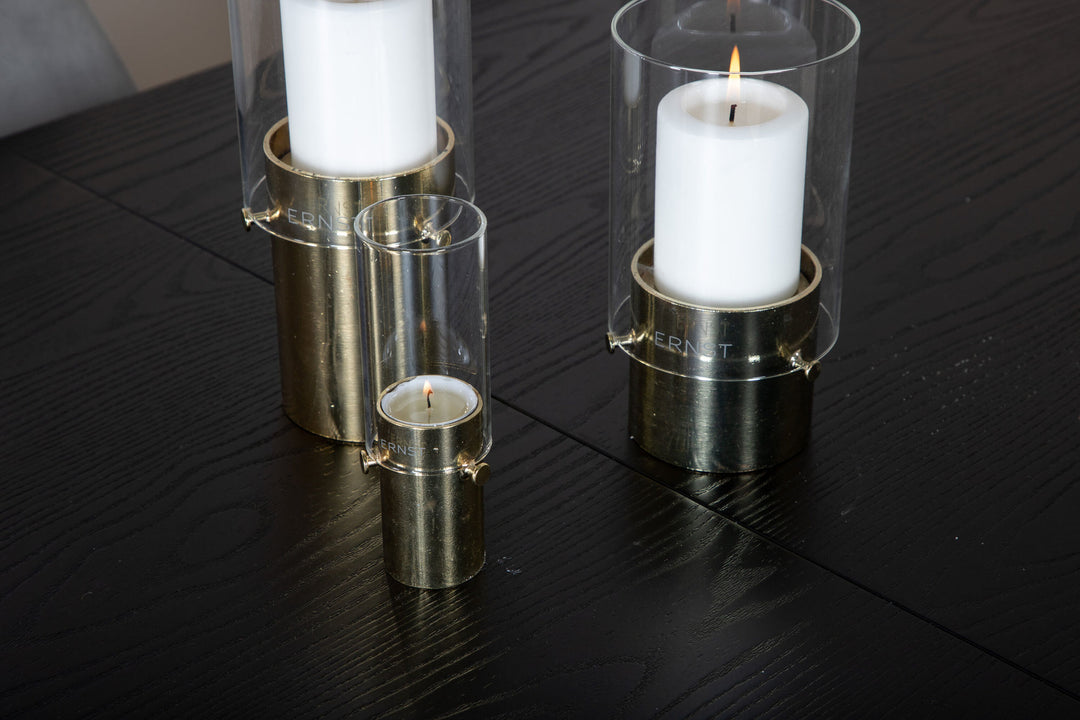 Venture Home Gold Extention table - 180/220*85*H76 Black Veneer - Black legs - Brass details+Polar Dining Chair - Black legs / Light Grey Velvet (ersätter 19902-885)_6