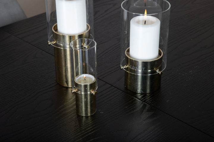 Venture Home Gold Extention table - 180/220*85*H76 Black Veneer - Black legs - Brass details+Polar Dining Chair - Black legs / Light Grey Velvet (ersätter 19902-885)_6