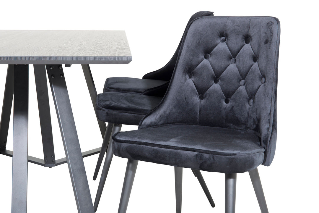 Venture Home Marina Dining Table - Black top / Black Legs +Velvet Deluxe Dining Chair - Black / Black_6
