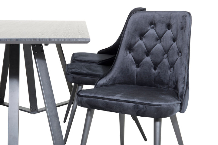Venture Home Marina Dining Table - Black top / Black Legs +Velvet Deluxe Dining Chair - Black / Black_6
