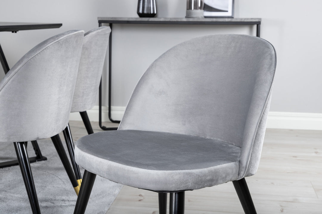 Venture Home Marina Dining Table - Black top / Black Legs +Velvet Dining Chair Brass - Light Grey / Black_6