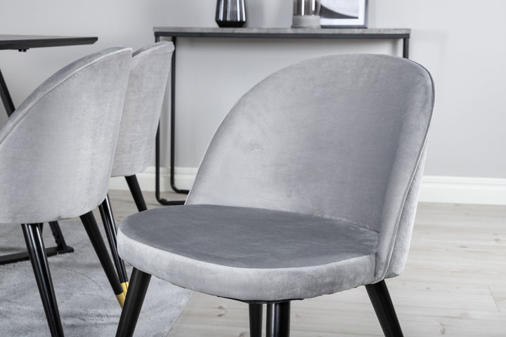 Venture Home Marina Dining Table - Black top / Black Legs +Velvet Dining Chair Brass - Light Grey / Black_6