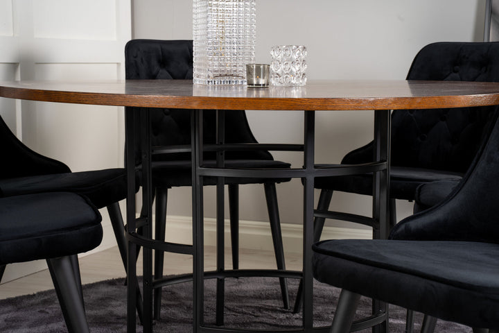 Venture Home Copenhagen - Dining Table round - Brown / Black+Velvet Deluxe Dining Chair - Black legs / Black velvet_6