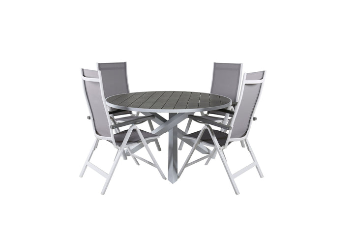 Venture Home Parma Table ø 140 - White/Grey+Albany Light 5-pos white alu / Grey Textilene_4