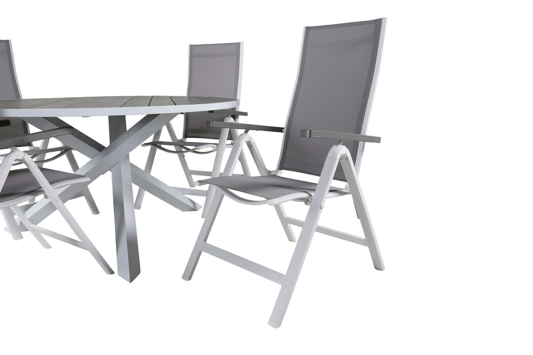 Venture Home Parma Table ø 140 - White/Grey+Albany Light 5-pos white alu / Grey Textilene_4