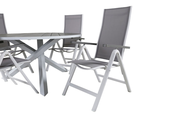 Venture Home Parma Table ø 140 - White/Grey+Albany Light 5-pos white alu / Grey Textilene_4