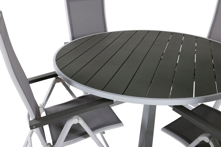 Venture Home Parma Table ø 140 - White/Grey+Albany Light 5-pos white alu / Grey Textilene_4
