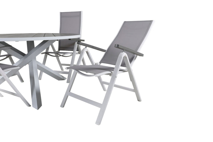 Venture Home Parma Table ø 140 - White/Grey+Albany Light 5-pos white alu / Grey Textilene_4