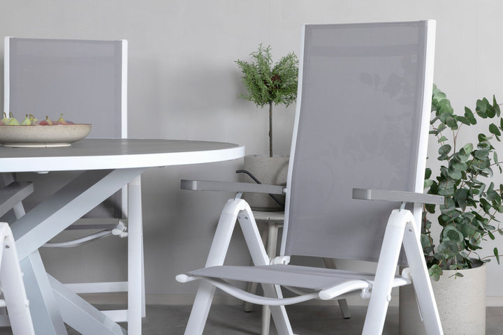 Venture Home Parma Table ø 140 - White/Grey+Albany Light 5-pos white alu / Grey Textilene_4