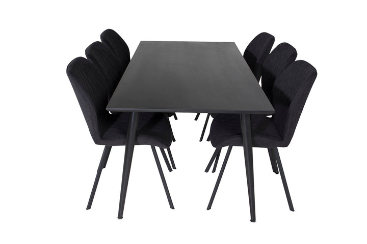 Venture Home Dipp Dining Table - 180*90cm - Black Veneer / all black legs +Gemma Dining Chair - Black Legs - Black Fabric_6