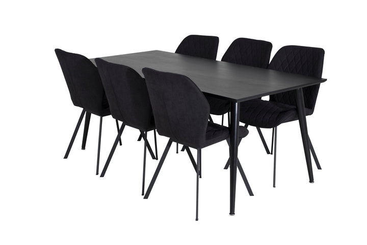Venture Home Dipp Dining Table - 180*90cm - Black Veneer / all black legs +Gemma Dining Chair - Black Legs - Black Fabric_6