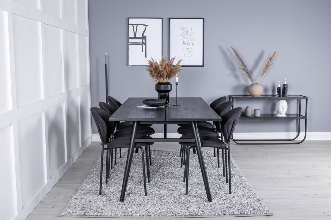 Venture Home Sleek Extentiontable Black Brushed - 195*95+Vault Dining Chair - Black Legs - Black Fabric_6
