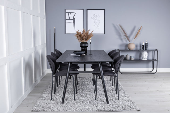 Venture Home Sleek Extentiontable Black Brushed - 195*95+Vault Dining Chair - Black Legs - Black Fabric_6
