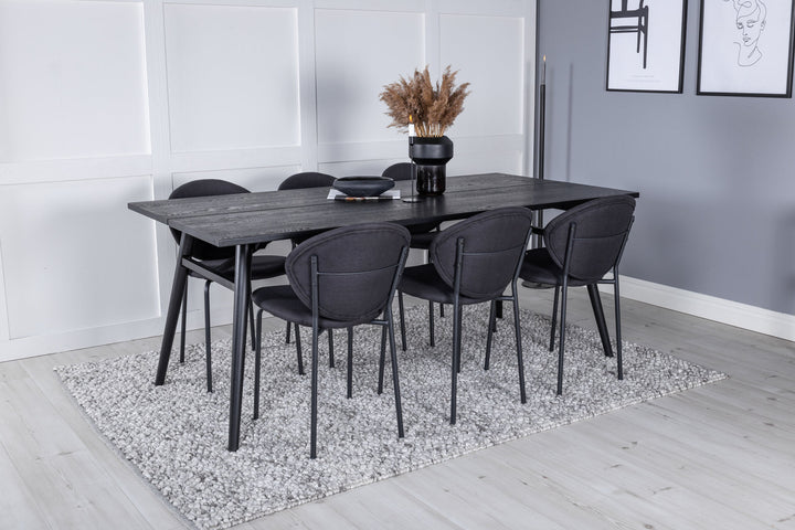 Venture Home Sleek Extentiontable Black Brushed - 195*95+Vault Dining Chair - Black Legs - Black Fabric_6