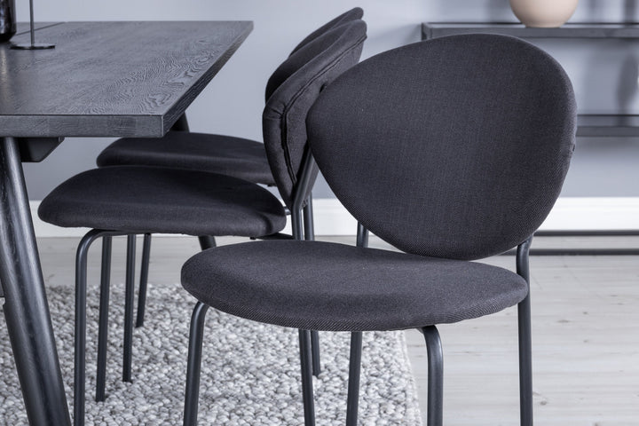 Venture Home Sleek Extentiontable Black Brushed - 195*95+Vault Dining Chair - Black Legs - Black Fabric_6