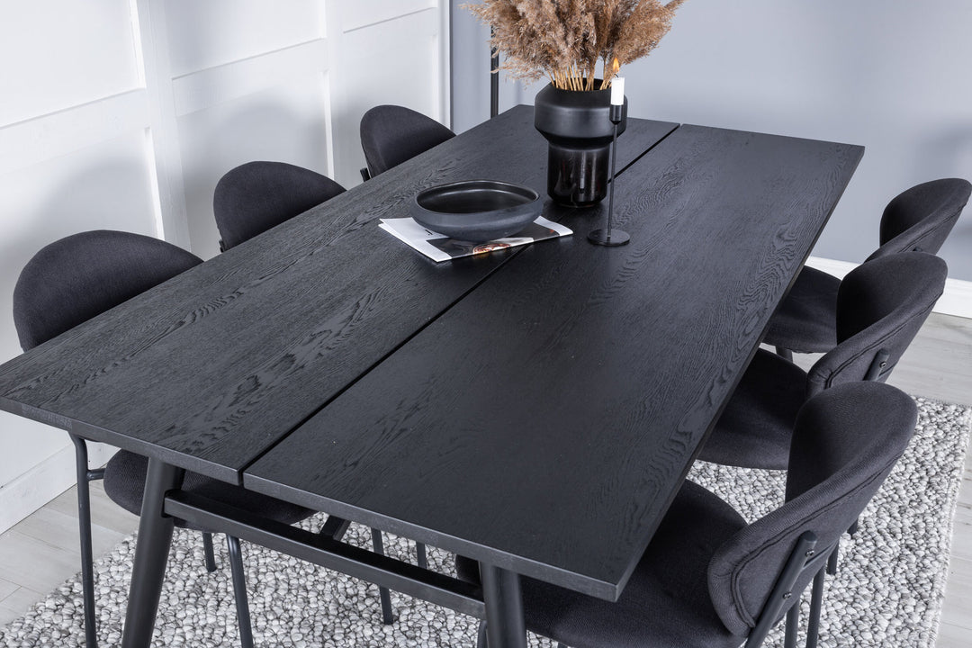 Venture Home Sleek Extentiontable Black Brushed - 195*95+Vault Dining Chair - Black Legs - Black Fabric_6